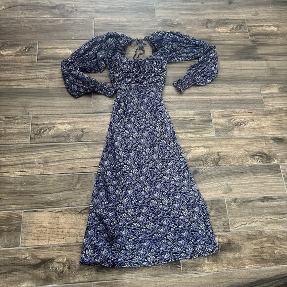 Free People Aglow Smocked Long Sleeve Midi Dress Small (201) - Picture 2 of 7